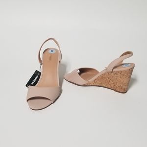 Express Cork Heel Wedge Sandal! Nude Size 9